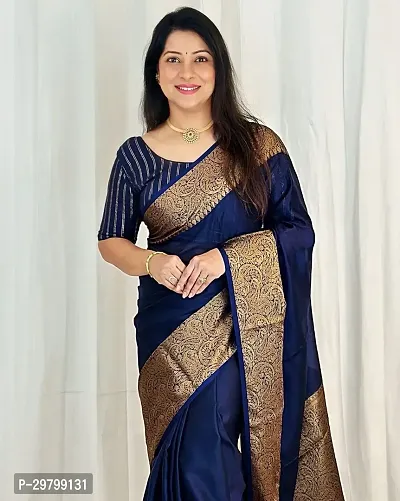 Stylish Art Silk Blue Jacquard Saree With Blouse Piece-thumb2