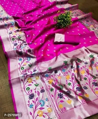 Stylish Art Silk Pink Jacquard Saree With Blouse Piece-thumb0