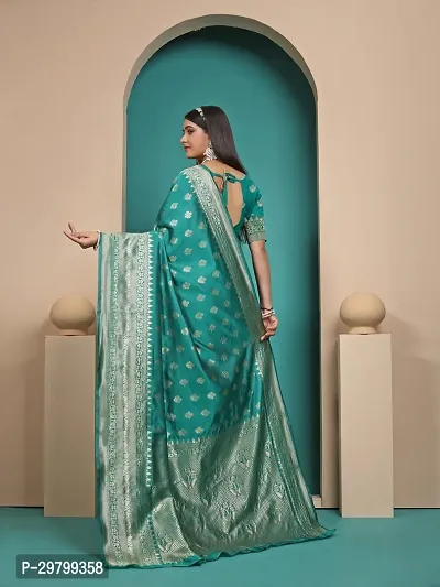 Stylish Art Silk Light Green Jacquard Saree With Blouse Piece-thumb2