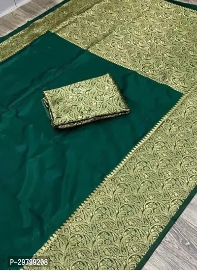 Stylish Art Silk Dark Green Jacquard Saree With Blouse Piece-thumb0