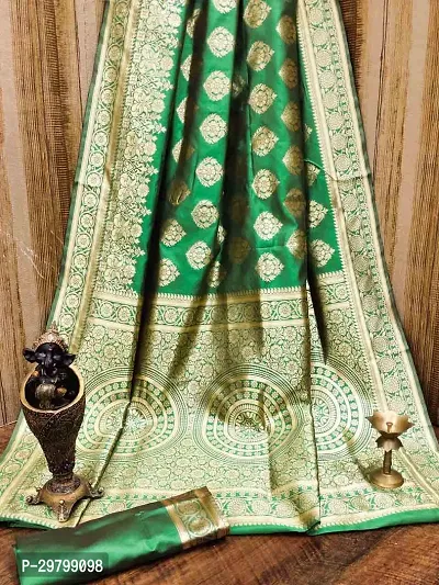 Stylish Art Silk Green Jacquard Saree With Blouse Piece-thumb0