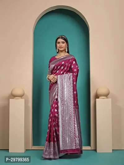 Stylish Art Silk Magenta Jacquard Saree With Blouse Piece-thumb0