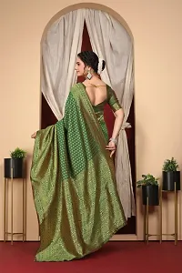 Stylish Art Silk Dark Green Jacquard Saree With Blouse Piece-thumb1