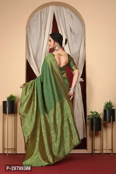 Stylish Art Silk Dark Green Jacquard Saree With Blouse Piece-thumb2