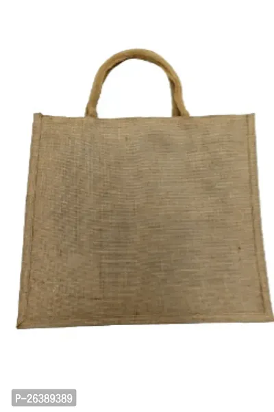 Eco-Friendly Jute Bag-Reusable Multipurpose Hand Bag with Zip (Brown)-thumb4