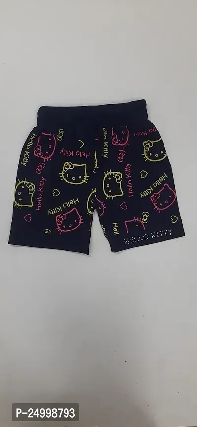 Little Funky 100% Pure Cotton All Over Printed Kids Lovable Kitty Design Pattern Attractive Shorts for Girls -Pack of 2 Pcs-thumb4