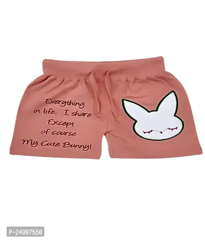 Little Funky 100% Pure Cotton Casual Attractive Baby Bunny Designed Pattern Regular Pattern Boys and Girls Unisex Shorts for Kids-thumb2