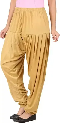 Ultra Soft Rayon Viscose Solid Color Attractive Pleated Pattern Casual wear/Ethnic wear Regular Fit Patiala Pants for Trendy Womens-thumb1