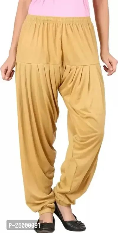Ultra Soft Rayon Viscose Solid Color Attractive Pleated Pattern Casual wear/Ethnic wear Regular Fit Patiala Pants for Trendy Womens-thumb0