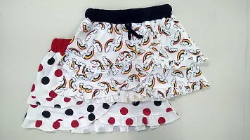 Little Funky 100% Pure Cotton All Over Printed Elegant cutipie Skirts with Inner Shorts Attached for Kids Girls - Pack of 2 pcs-thumb1