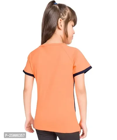 Little Funky Pure Cotton Girls Half Sleeve Trendy Printed Casual Tshirt Orange-thumb2