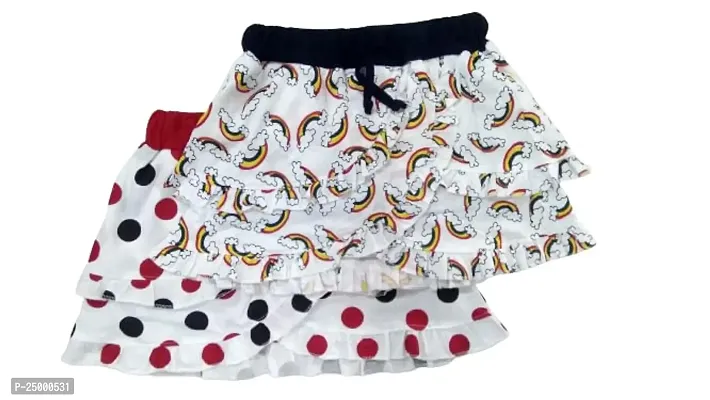 Little Funky 100% Pure Cotton All Over Printed Elegant cutipie Skirts with Inner Shorts Attached for Kids Girls - Pack of 2 pcs-thumb0