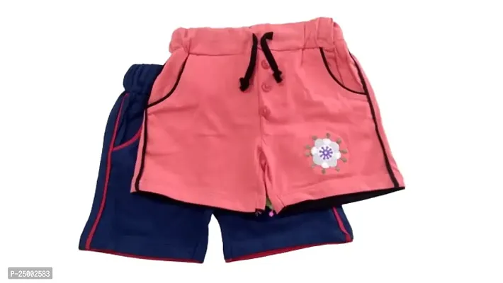 Little Funky Pure Cotton Embroidered Button Shorts - Pack of 2 pcs