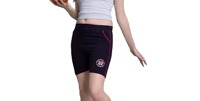 Monisha Plus 100% Pure Cotton Solid Casual Gym/Cycling/Active Shorts for Womens-thumb2
