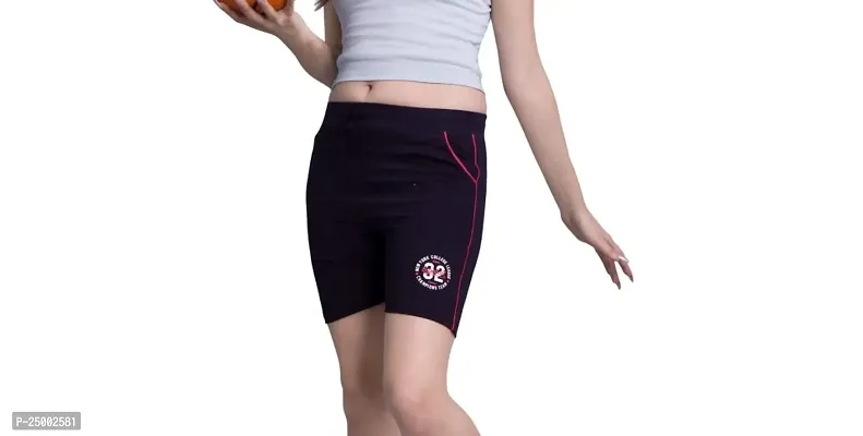 Monisha Plus 100% Pure Cotton Solid Casual Gym/Cycling/Active Shorts for Womens-thumb3