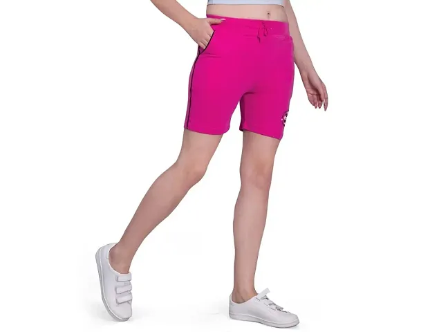 Monisha Plus 100% Pure Cotton Solid Casual Gym/Cycling/Active Shorts for Womens