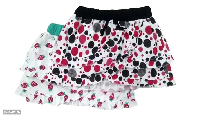 Little Funky 100% Pure Cotton All Over Printed Elegant cutipie Skirts with Inner Shorts Attached for Kids Girls - Pack of 2 pcs