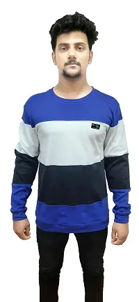 Dudelo Cotton Blended Regular fit Color Blocked Round Neck Full Sleeve Trendy Casual Sweater for Mens