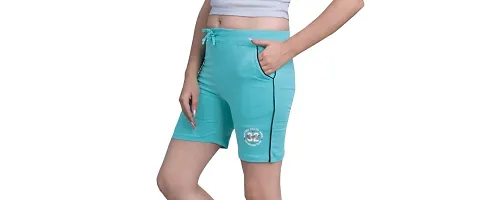 Monisha Plus 100% Pure Cotton Solid Casual Gym/Cycling/Active Shorts for Womens-thumb2