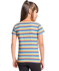 Little Funky Pure Cotton Girls Half Sleeve Trendy Printed Casual Tshirt Orange-thumb1