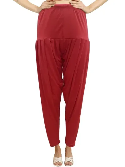 Ultra Soft Rayon Viscose Solid Attractive Pleated Pattern Casual wear Patiala Pants for Womens