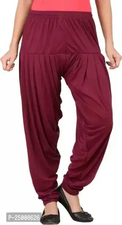 Ultra Soft Rayon Viscose Solid Color Attractive Pleated Pattern Casual wear/Ethnic wear Regular Fit Patiala Pants for Trendy Womens-thumb0