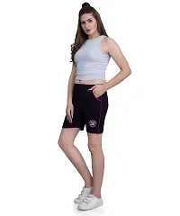 Monisha Plus 100% Pure Cotton Solid Casual Gym/Cycling/Active Shorts for Womens-thumb3