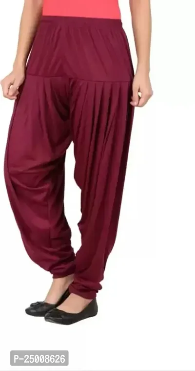 Ultra Soft Rayon Viscose Solid Color Attractive Pleated Pattern Casual wear/Ethnic wear Regular Fit Patiala Pants for Trendy Womens-thumb3