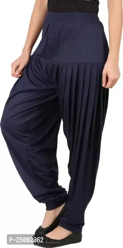 Ultra Soft Rayon Viscose Solid Color Attractive Pleated Pattern Casual wear/Ethnic wear Regular Fit Patiala Pants for Trendy Womens-thumb3