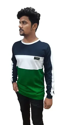 blended colorblocked regular fit casual sweater for mens