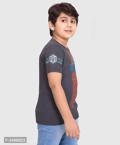 Little Funky Pure Cotton Round Neck Half Sleeve Trendy Graphic Printed Tshirt fot Boys-thumb3