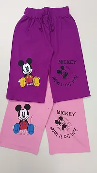 Little Funky 100% Pure Cotton Graphic Micky Printed Trendy 3/4th Capri Pants for Kids Girls - Pack of 2 pcs-thumb3