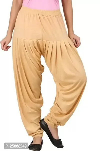Ultra Soft Rayon Viscose Solid Color Attractive Pleated Pattern Casual wear/Ethnic wear Regular Fit Patiala Pants for Trendy Womens-thumb0