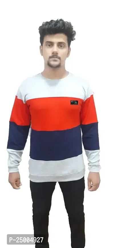 Dudelo Cotton Blended Regular fit Color Blocked Round Neck Full Sleeve Trendy Casual Sweater for Mens