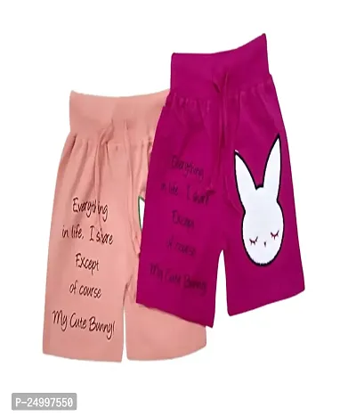 Little Funky 100% Pure Cotton Casual Attractive Baby Bunny Designed Pattern Regular Pattern Boys and Girls Unisex Shorts for Kids-thumb0