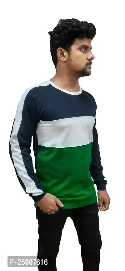 Dudelo Cotton Blended Color Blocked Shoulder Striped Pattern Sporty Look Regular fit Round Neck Full Sleeve Trendy Sweater for Mens-thumb3