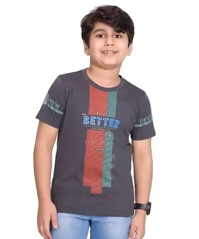 Little Funky Pure Cotton Round Neck Half Sleeve Trendy Graphic Printed Tshirt fot Boys