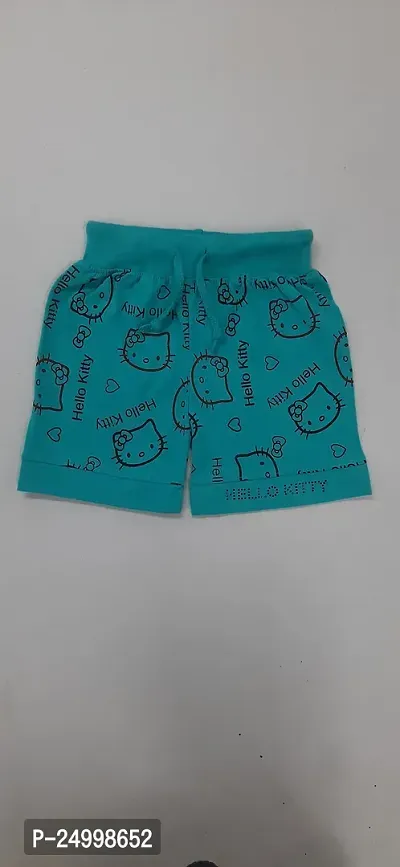 Little Funky 100% Pure Cotton All Over Printed Kids Lovable Kitty Design Pattern Attractive Shorts for Girls -Pack of 2 Pcs-thumb5