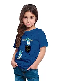 Little Funky Pure Cotton Graphic Printed Round Neck Short Sleeve Regular Fit Casual Tshirt for Girls-thumb3