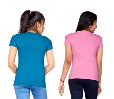 Little Funky Pure Cotton Kids Girls Printed Half Sleeve Pink and Blue ColorTshirt - Pack of 2 pcs-thumb1