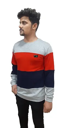 Dudelo Cotton Blended Regular fit Color Blocked Round Neck Full Sleeve Trendy Casual Sweater for Mens-thumb1