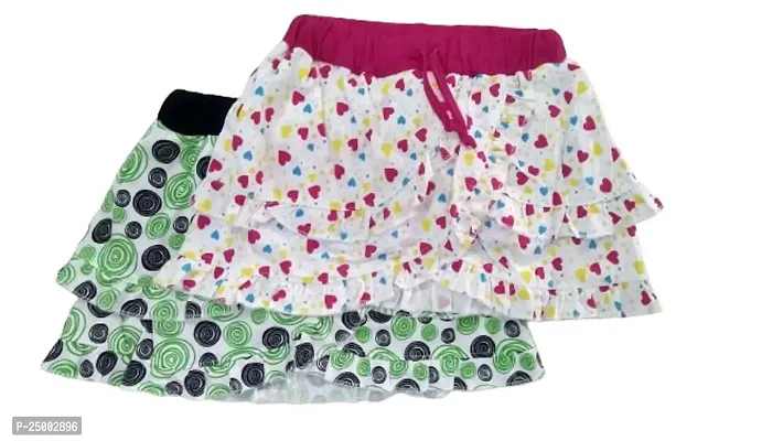 Little Funky 100% Pure Cotton All Over Printed Elegant cutipie Skirts with Inner Shorts Attached for Kids Girls - Pack of 2 pcs