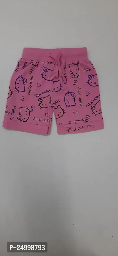 Little Funky 100% Pure Cotton All Over Printed Kids Lovable Kitty Design Pattern Attractive Shorts for Girls -Pack of 2 Pcs-thumb5