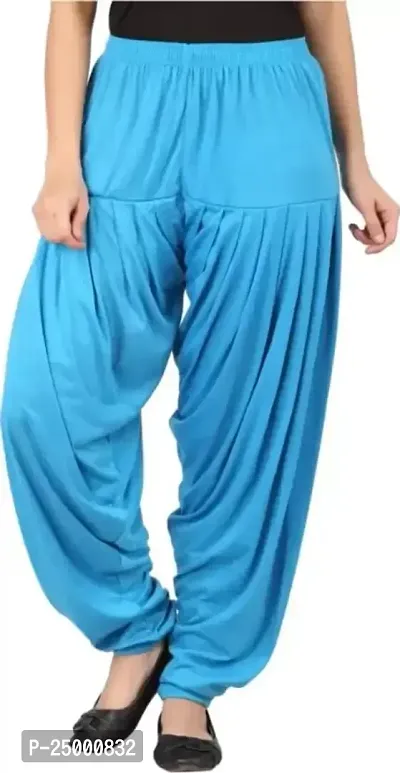 Ultra Soft Rayon Viscose Solid Color Attractive Pleated Pattern Casual wear/Ethnic wear Regular Fit Patiala Pants for Trendy Womens-thumb3