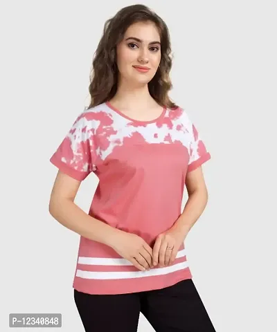 Cotton Women Color Blocked T-Shirt