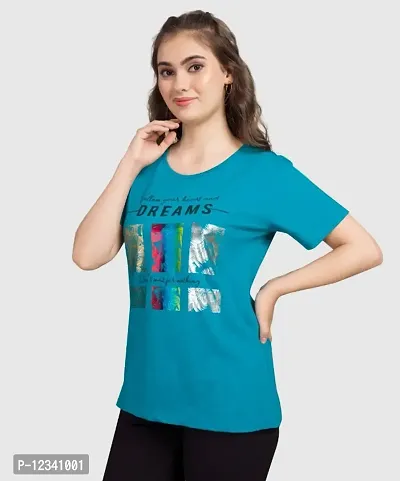 Cotton Women Color Blocked T-Shirt-thumb3