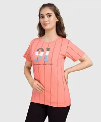 Cotton Women Color Blocked T-Shirt-thumb3