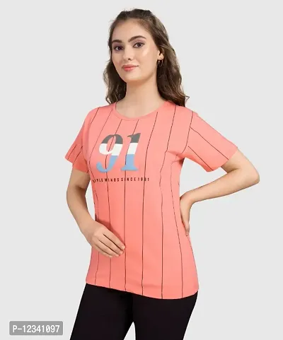 Cotton Women Color Blocked T-Shirt-thumb4