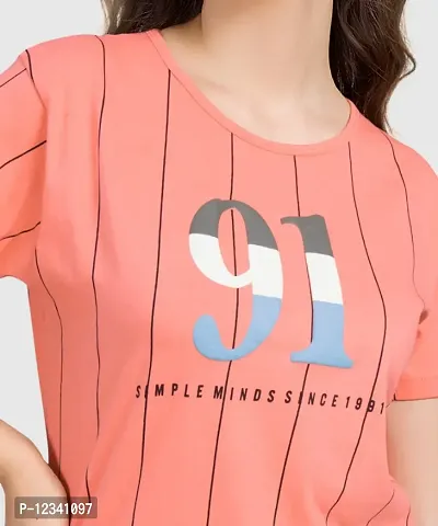 Cotton Women Color Blocked T-Shirt-thumb5