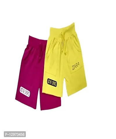 Little Funky 100% Pure cotton Printed regular fit Casual  Active sport shorts for Kids Girls-thumb0